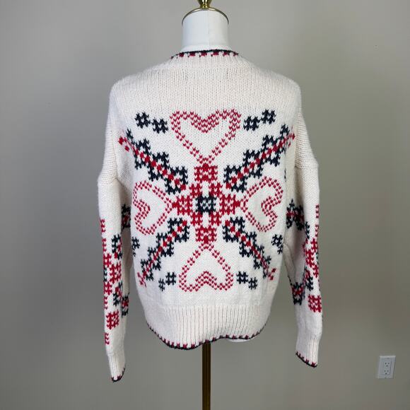 Primark Crewneck Hearts Pullover Long Sleeve Sweater US Women's S - Picture 2 of 8